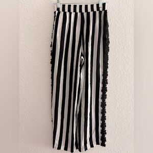 H&M Divided Black & White Striped Wide-Leg Pants | Lace Side Detail Custom
